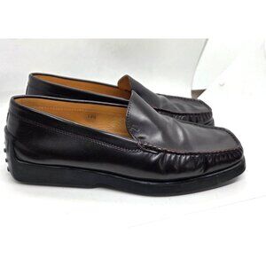 Tods Brown Leather Driving Loafers Mens 10.5 Rubber Sole No flaws comfort